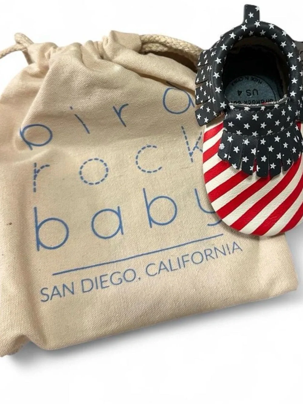 Star-Spangled Baby Moccasins - Red, White & Black